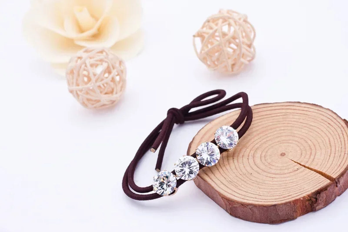 Simple Basic Flash Crystal Rhinestone Headbands Elastic Hair Bands Rope Tie Hairbands Christmas Gifts Girls Women Accessories