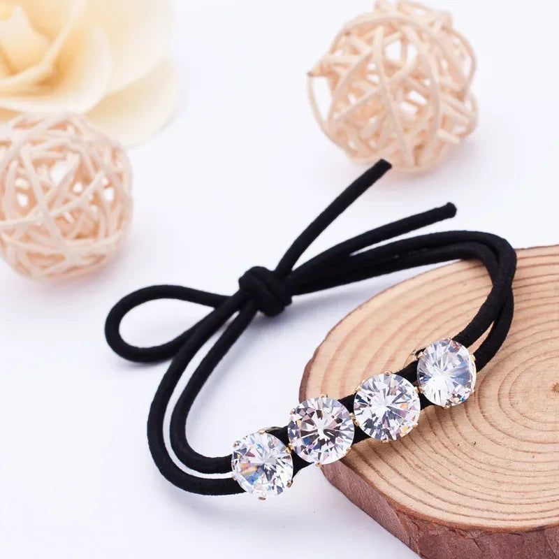 Simple Basic Flash Crystal Rhinestone Headbands Elastic Hair Bands Rope Tie Hairbands Christmas Gifts Girls Women Accessories
