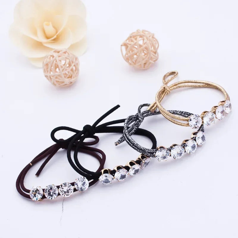 Simple Basic Flash Crystal Rhinestone Headbands Elastic Hair Bands Rope Tie Hairbands Christmas Gifts Girls Women Accessories