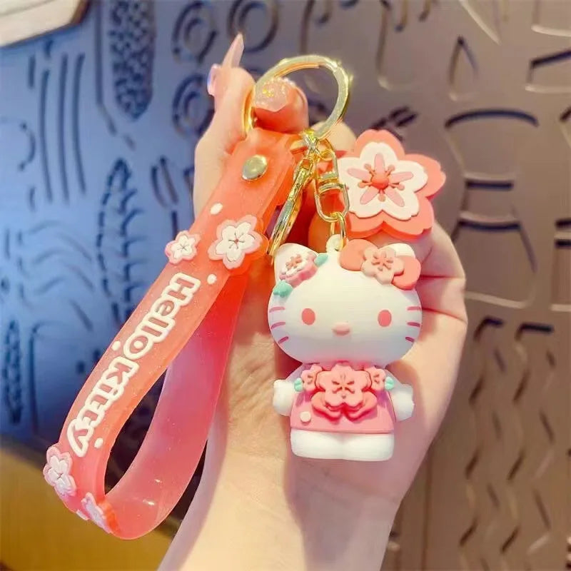Hello Kitty Sanrio Cartoon Keychain Kawaii Key Ring Cute Kuromi Couple Bag Car Rings Pendant for Women Accessories Girl Gift