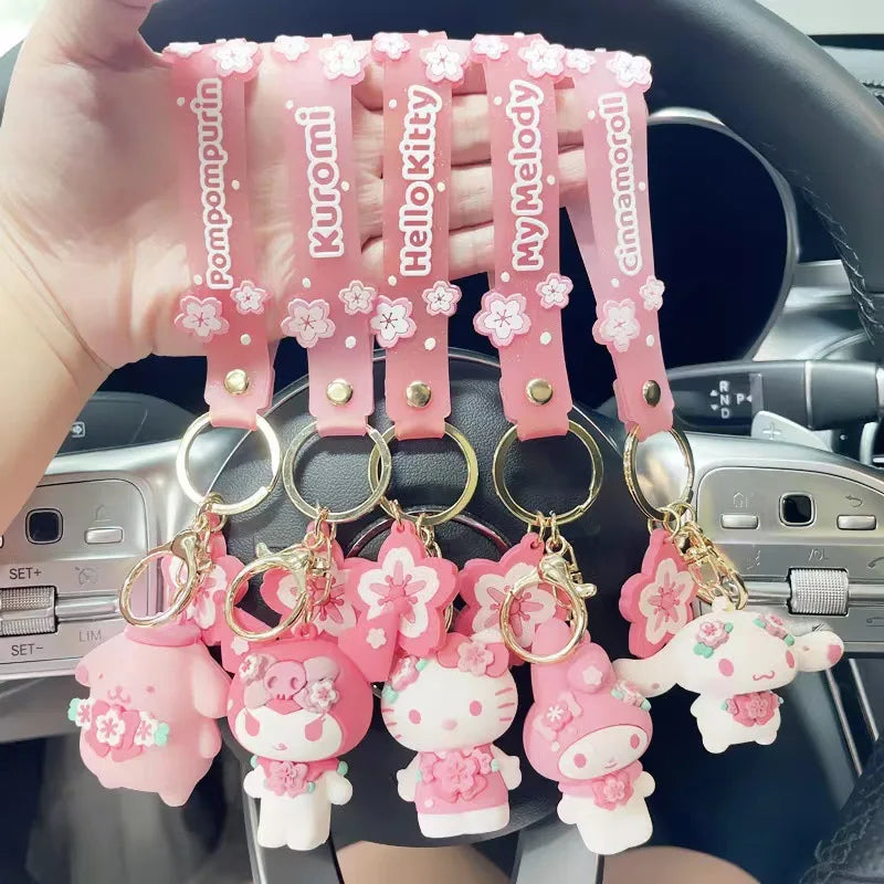Hello Kitty Sanrio Cartoon Keychain Kawaii Key Ring Cute Kuromi Couple Bag Car Rings Pendant for Women Accessories Girl Gift