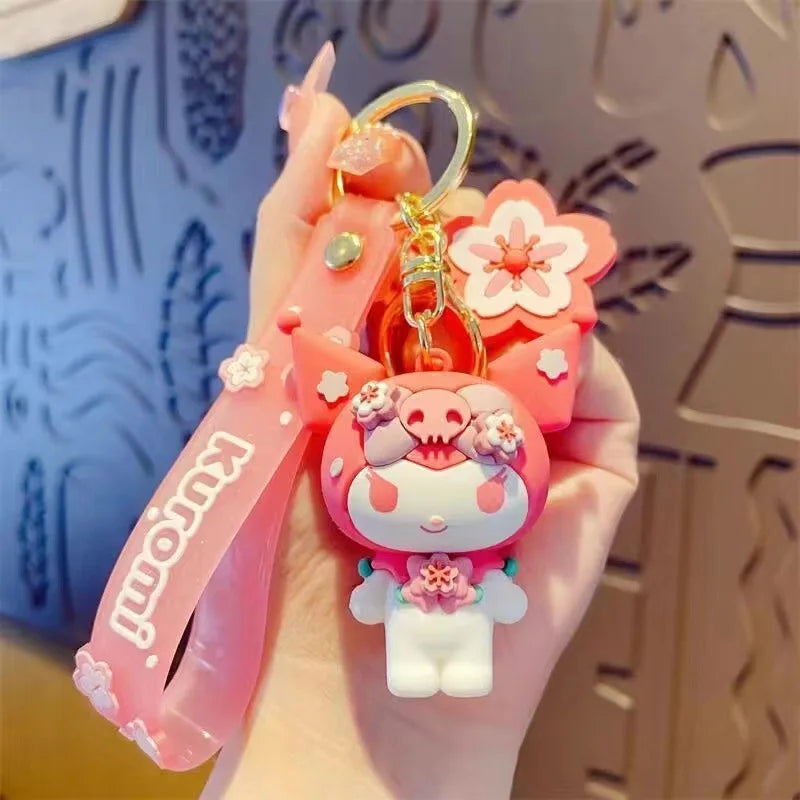 Hello Kitty Sanrio Cartoon Keychain Kawaii Key Ring Cute Kuromi Couple Bag Car Rings Pendant for Women Accessories Girl Gift